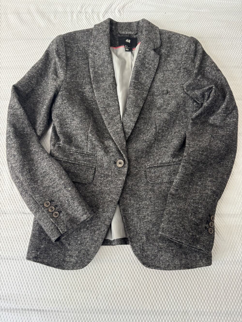 H & M blazer gray tweed US6